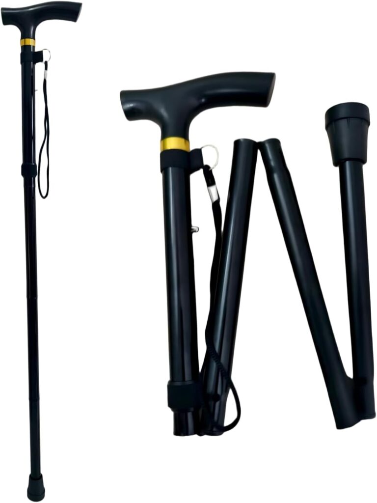 Ultra-Lightweight Foldable Cane with Wrist Strap & Ergonomic Handle - Adjustable Mobility Aid for Seniors,Adults,Women & Men - Assists Daily Walking,Stair Climbing & Balance Support