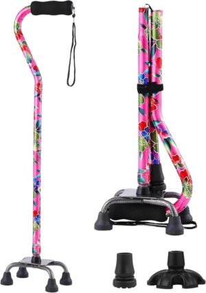 Floral Quad Cane for Women, Adjusta...