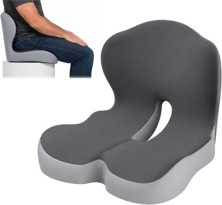 Celinva Orthopedic Seat Cushion – L-Shaped Lumbar Support Memory Foam Comfort for Long Sitting, Ergonomic Support for Office Chair, Wheelchair, Car & Travel (1, Blackish-Gray)