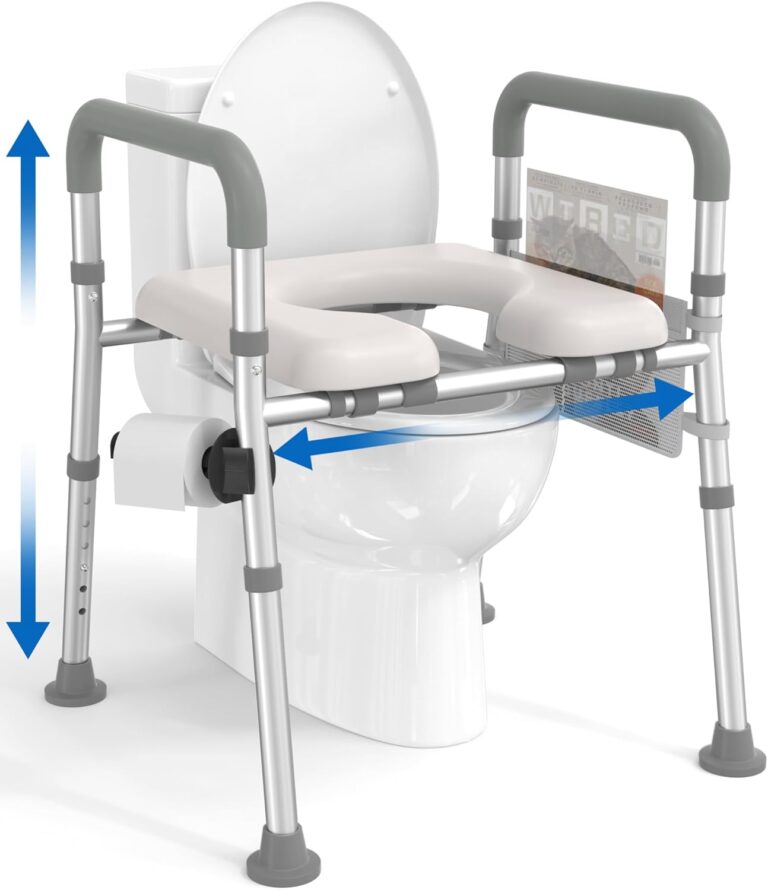 HOMLAND Raised Toilet Seat with Handles, Toilet Seat Riser for Seniors with Adjustable Height & Width, 400lb Handicap Elevated Toilet Seat for Elderly, Pregnant, Fit Any Toilet