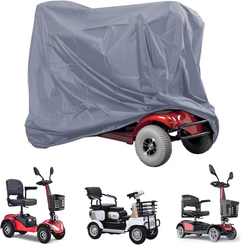 Mobility Scooter Cover for Golden Technologies Companion 3-Wheel Full Size GC340, Waterproof Heavy Duty 210D Oxford Outdoor Scooter Cover with UV & Wind Protection,Grey