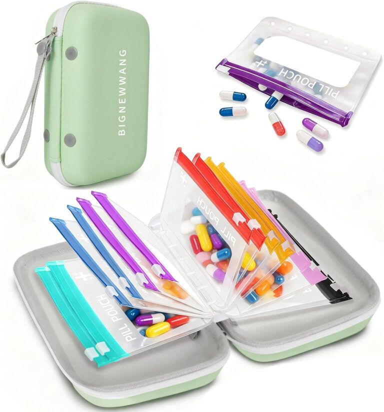 Extra Large Weekly Pill Organizer Set, Reusable Pill Bags with 14 Coded Pouches for Home and Travel, 7 Day with AM PM Large Storage Portable Medicine Pill Case for Fish Oils, Vitamins