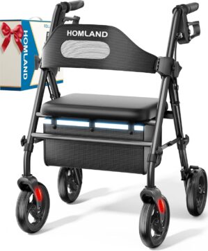 HOMLAND Foldable Rollator Walkers w...