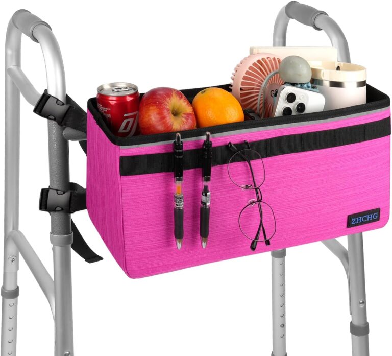 ZHCHG Walker Basket for Seniors, Walker Accessories, Folding Walker Bag with Large Capacity & Never Tipping Over, Best Gift- (Not Fit Rollator Walkers) -Pink