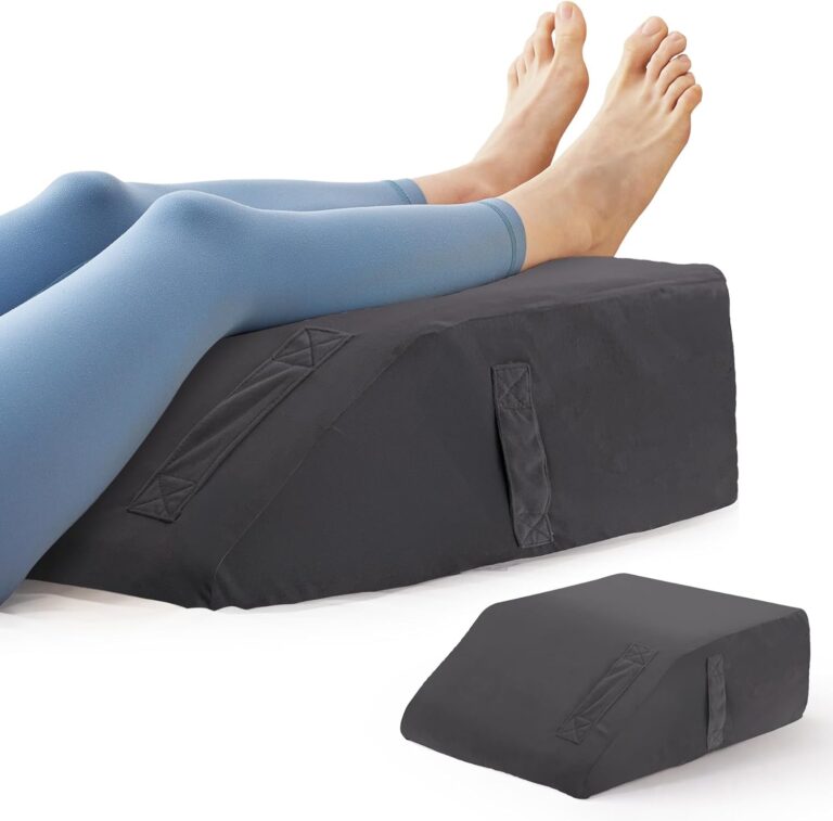 BIEEZZK Leg Pillow Elevation Blood Circulation, Leg Elevating Pillows for After Surgery, Sleeping, Memory Foam Wedge Pillow for Legs Swelling, Foot Knee Pillow for Back Pain, 23.6×16.8×8in Velvet Grey