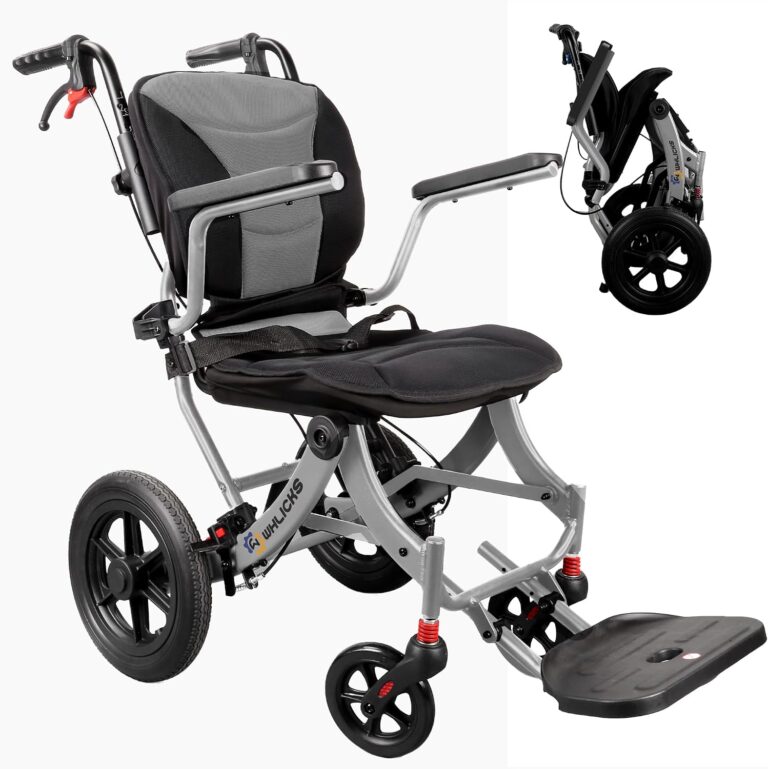 Wheelchairs for Adults Ergonomic Transport Chair Lightweight Foldable with 12-inch Big Wheels for All Terrains Travel Wheelchair with Removable Cushion