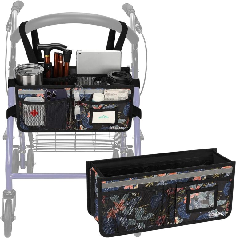Rollator Basket, supregear Rollator Walker Bag w/Cup Holder, Foldable Rolling Walker Waterproof Storage Pouch with Big Capacity & Never Tipping Over, Easy to Use Rollator Accessories for Seniors