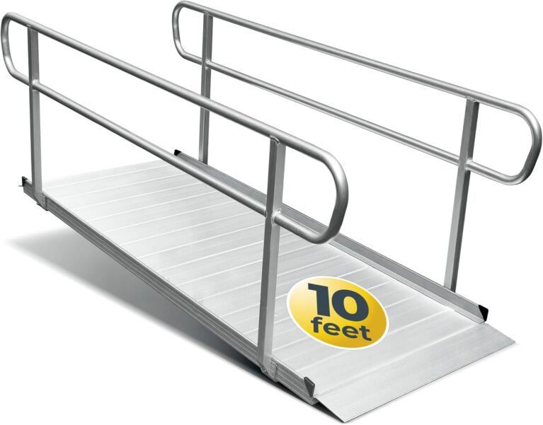 MAASTERS 10 Foot Handicap Ramp with Handrails - Loading Capacity 850 lb - for Wheelchairs, Scooters, Walkers - Non-Slip Surface
