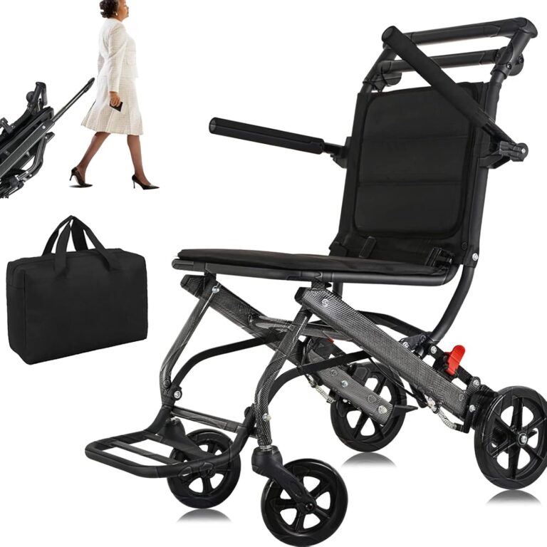 Only 15lbs Transport Wheelchairs, with Telescopic Handle, Carry Bag Include, Travel Wheelchairs for Adults Lightweight Foldable,Ultra Lightweight Folding Wheelchair, Support 220lbs