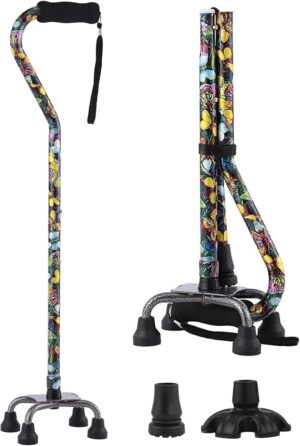 Floral Quad Cane for Women, Adjusta...