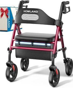 HOMLAND Foldable Rollator Walkers w...