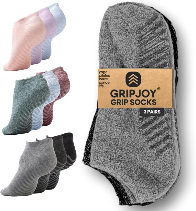 Gripjoy Grip Socks 3-Pack, Non Slip Socks for Yoga, Pilates, Barre, Dance