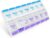 EZY DOSE Push Button (7-Day) Pill Case, Medicine Planner, Daily Vitamin Organizer, 2 Times a Day AM/PM, X-Large Compartments, Arthritis Friendly, Easy to use, Clear Lids, Purple and Blue, BPA Free