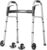 Folding Walkers for Seniors with 2 Skis and 5″ Wheels, Lightweight Adult Rolling Walker, Supports Up to 350 Pounds, Adjustable Height, Aluminum Standard Walker, Silver