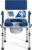 Drop Arm Bedside Commode, Commode Toilet with Padded Seat and Backrest, 400lbs Capacity, 6.3QT Removable Bucket and Splash Guard, Adjustable Height Portable Toilet for Adults, Blue