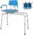 Sliding Tub Transfer Bench with 360° Swivel Seat, Padded Shower Chair with Safety Belt, Pivoting Armrests, Height Adjustable Shower Bench for Bathtub & Walk-in Shower, Handicap Seniors Disabled