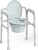 HOMLAND 3-in-1 Bedside Commode Chair with Sturdy Dual-Crossbar Support Construction, Stable Portable Commode Toilet with 7.5Qt Potty Bucket, 350 Lbs Bedside Commodes for Seniors, Silver