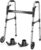 Loyoda Folding Walker with 2 Skis and 5″ Wheels, Lightweight Walkers for Seniors and Adults, Supports Up to 350 Pounds, Adjustable Height, Compact Standard Walker, Black