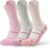 Coolmax Compression Running Socks for Women 3 Pairs, Anti-Blister Moisture Wicking Boot Crew Cushion Athletic Workout Socks