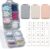 LANDNEOO 14 Grids Pill Organizer Box with Labels, Travel Medication Holder Dispenser Case Kit, Pocket Daily Pharmacy Container for Fish Oil Vitamin Supplement Storage, Khaki Pink Grey, 3 Pack