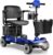 Foldable 4-Wheel Mobility Scooter for Adults – Portable Motorized Scooter with 330 lbs Capacity, Detachable Battery, Dual Baskets, Cup & Phone Holder, Blue