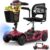 2026 New 4-Wheel Foldable Electric Mobility Scooter, Heavy Duty Portable Travel Scooter with NFC Keyless Unlock, 15 Miles Long Range, Removable Battery, Digital Display, 300 Lbs Weight Capacity, Red
