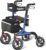 Walkers for Seniors with Seat, Foldable Rollator Walker, Reinforced Aluminum Frame, 10″ Big Rubber Wheels for All Terrain, Built-in Cable, Lightweight Rolling Walker, Blue
