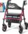 HOMLAND Foldable Rollator Walkers with Seat for Seniors, 8” Big Wheels, 350 lb. Weight Capacity, Adjustable Handles and Seat Height, Lightweight Rolling Walker, Red