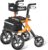 Walkers for Seniors, Rollator Walker with Seat, 12″ Big Rubber Wheels All Terrain Rolling Walker with Backrest, Foldable Rollator Walker, Reinforced Aluminum Frame, Built-in Cable, Orange