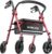 HOMLAND Walkers for Seniors with Seat, Portable Rollator, Red | 16 lb Lightweight, 5-Level Height Adjustable, 22″ Wide for Narrow Spaces, Comfortable Elastic Seat, Stylish Colors
